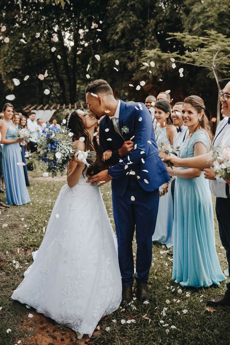 Petal toss wedding exit